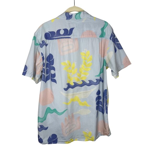 Roark Short Sleeve Button Up Shirt In Abstract Leaf Print, M - Picture 3 of 8